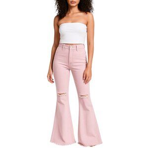 Distressed High-rise Flare Jeans